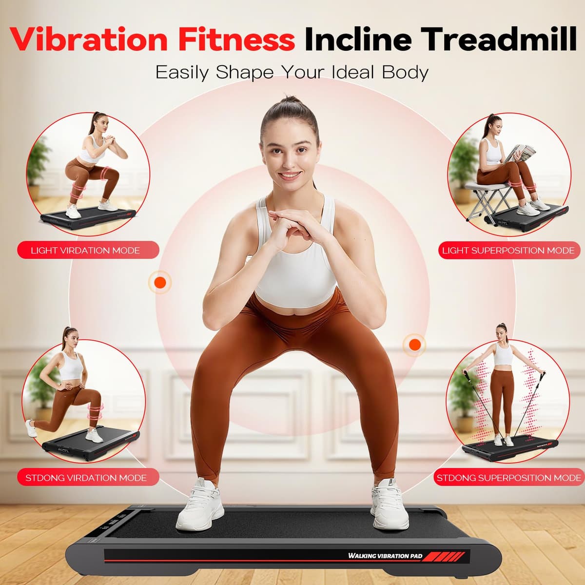Sperax Walking Treadmill Pad with APP, 3 in 1 Under Desk Treadmill, 400W Low Noise Walking Vibration Pad with Remote Control,Portable Treadmills for Home Office — view 4
