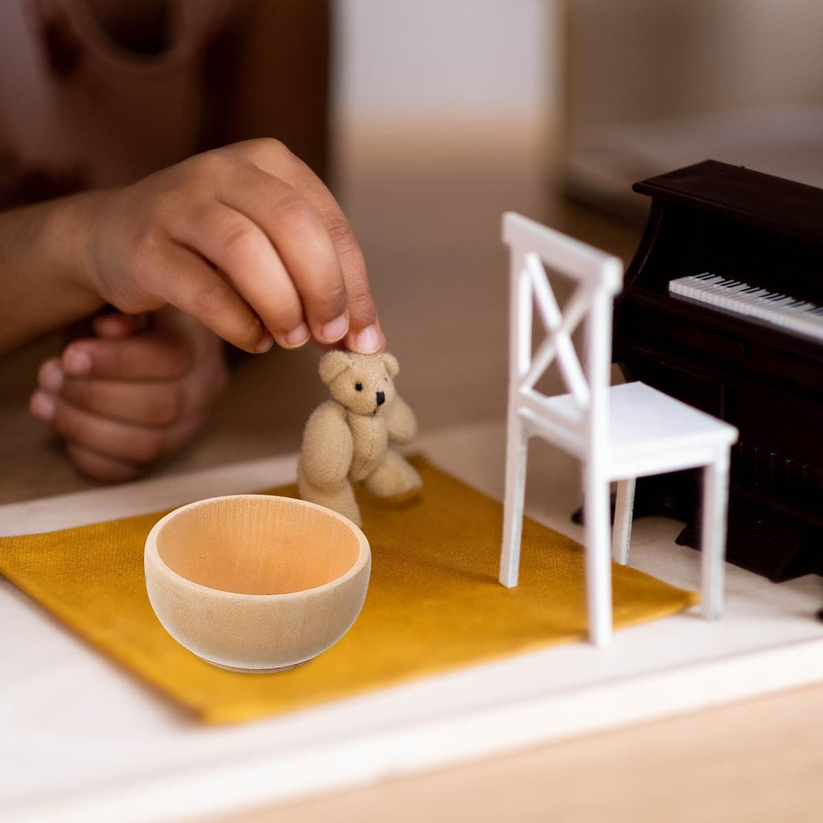 4Pcs Unfinished Small Wooden Bowls Set for Montessori Heuristic Play and DIY Painting Craft — view 6