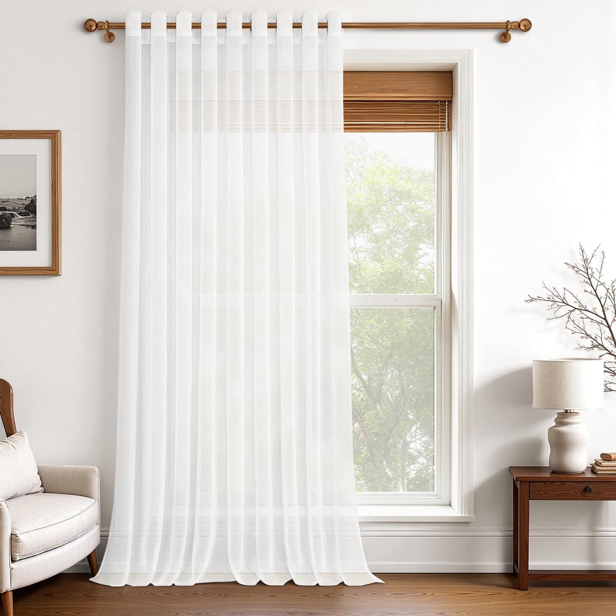 MRTREES Cortina para Ventana Dormitorio Translúcidas Visillos Paneles para Ventanas Sala para Niños Sala Comedor 2 Piezas 140×245cm Blanco — view 21