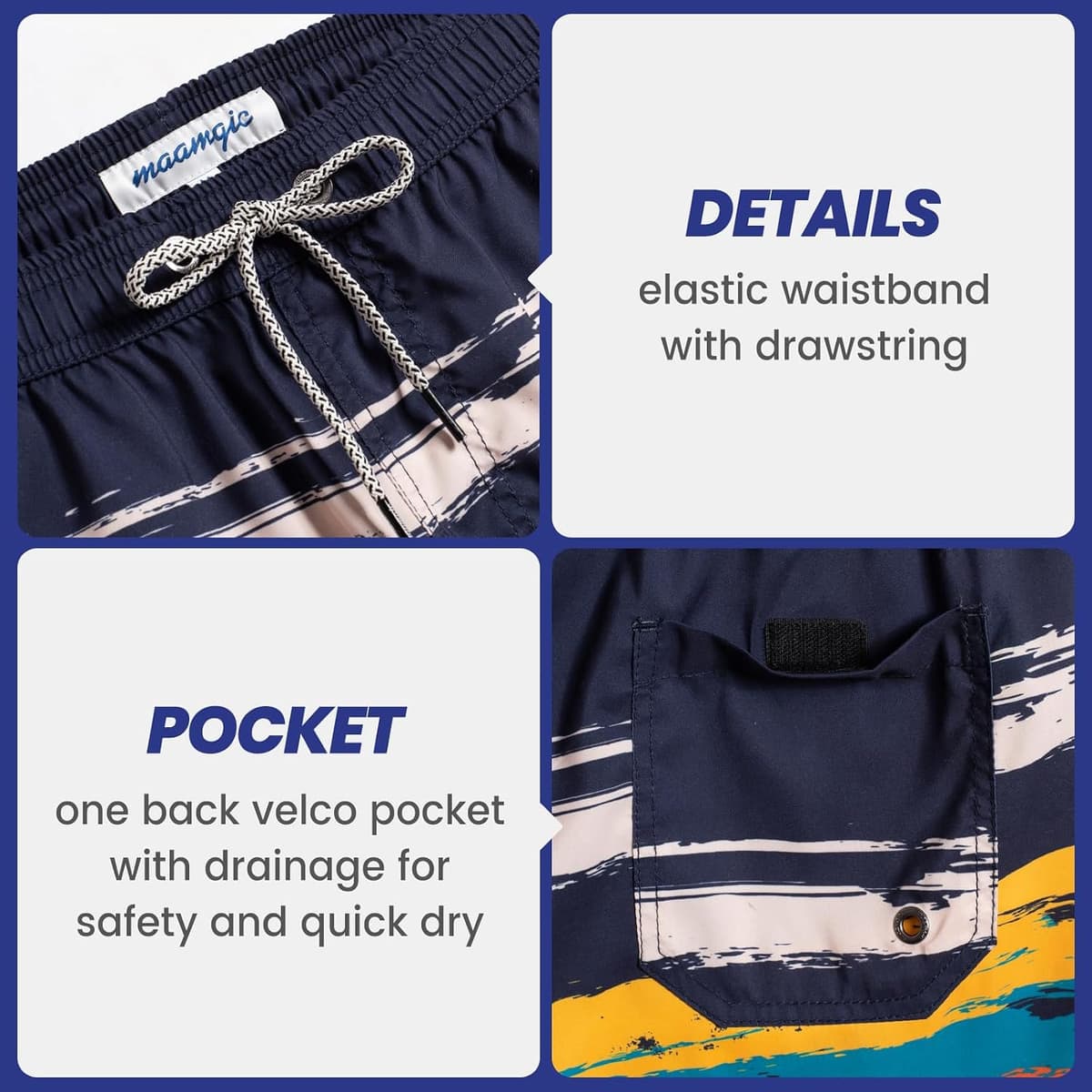 maamgic Mens Swim Trunks Quick Dry Swim Shorts with Mesh Lining Funny Swimwear Bathing Suits 7inch — view 4
