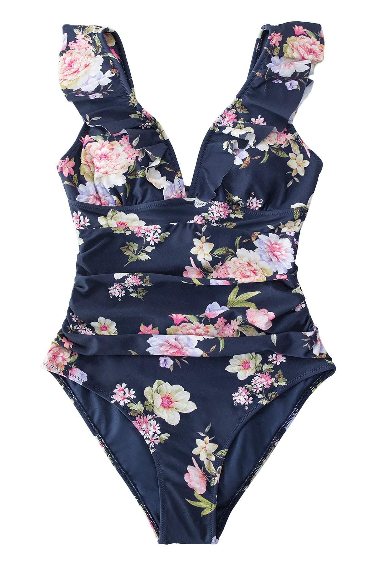 CUPSHE Bañador para Mujer Volante Cuello en V Fruncido Traje de Baño de Una Pieza — view 4