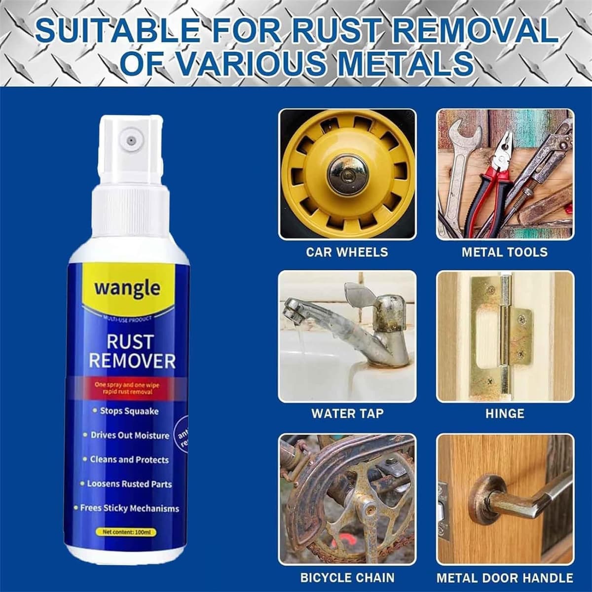 Wangle Rust Remover, Anti-Rusts Lubricant Spray & Rusts Removers, 2026 Upgrade Rust Remover For Metal, Fast-Acting Formula & Easy Application, For Use On Automotive Parts, Chains, Tools (1 PCS) — view 4