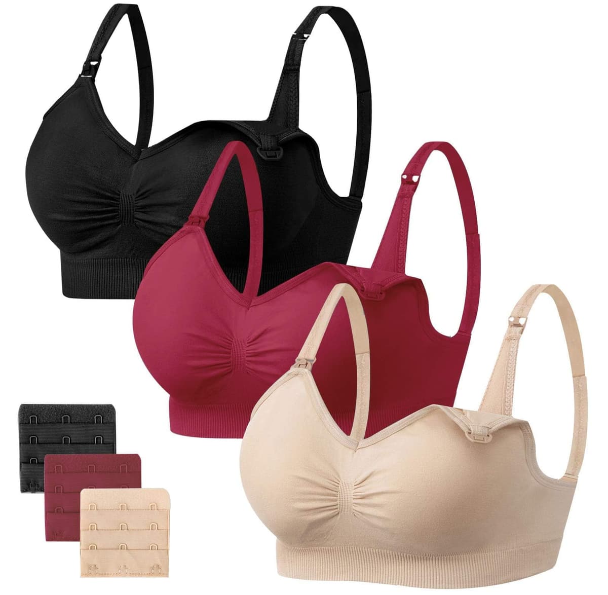 HBselect 3 Pack Women’s Nursing Bra Wireless Seamless Maternity Bra Breastfeeding Bras Bralette with Removable Bra Pads Extenders — view 13