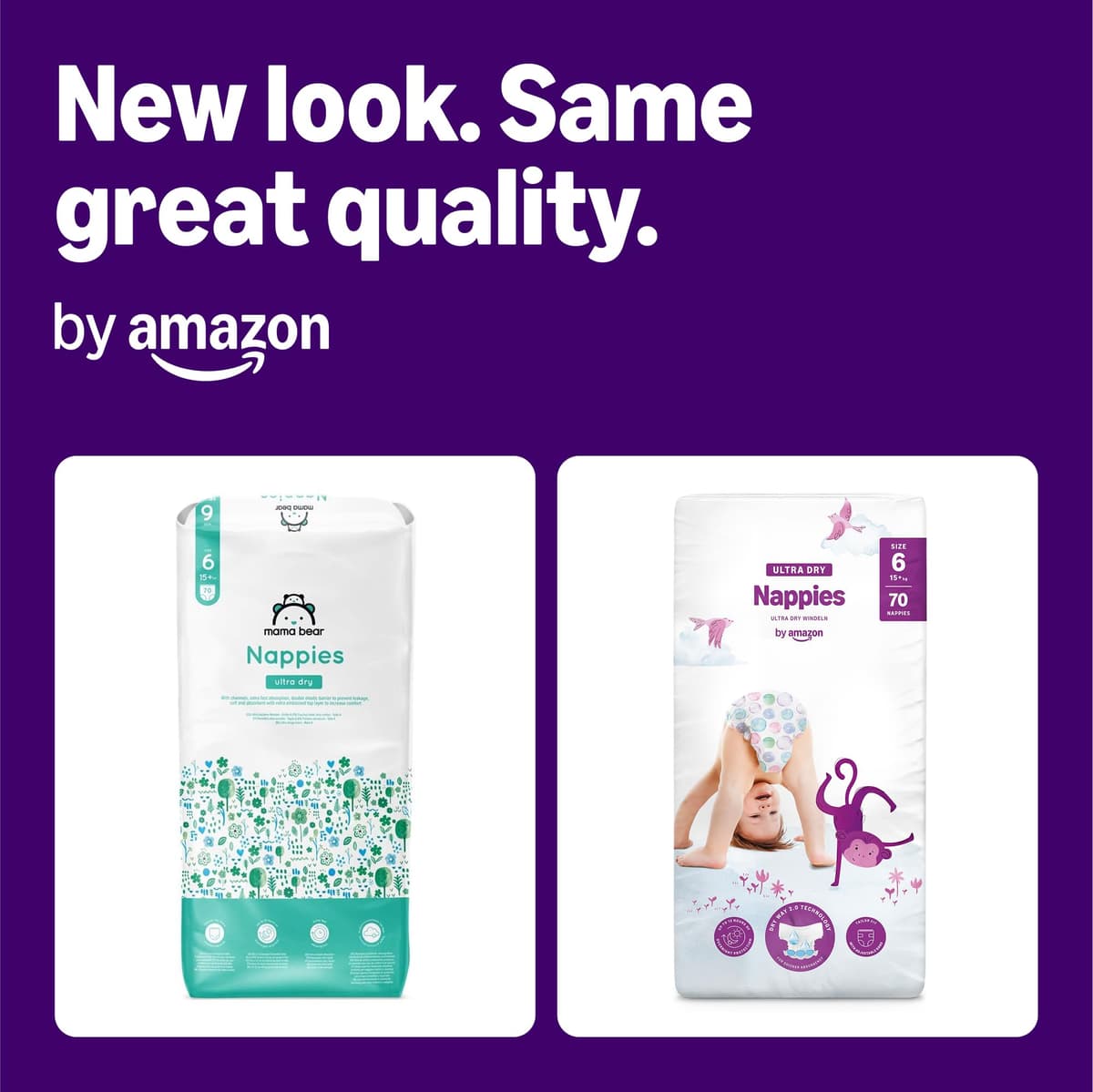 By Amazon - 70 Ultra Dry Nappies - Size 6 (15+ kg) (Previously a Mama Bear Brand, Same Product) — view 2