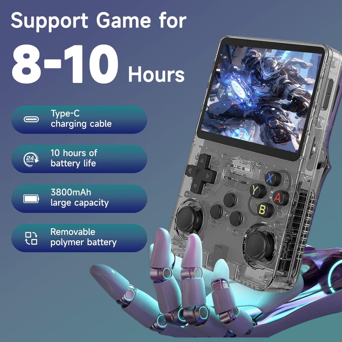 R36S Retro Handheld Games Console, 20,000+ Classic Games Portable Pocket Video Player with 3.5 Inch HD Screen, 64G TF Card, Open Source Linux System Screen for Teens and Adults (Black 64G) — view 3