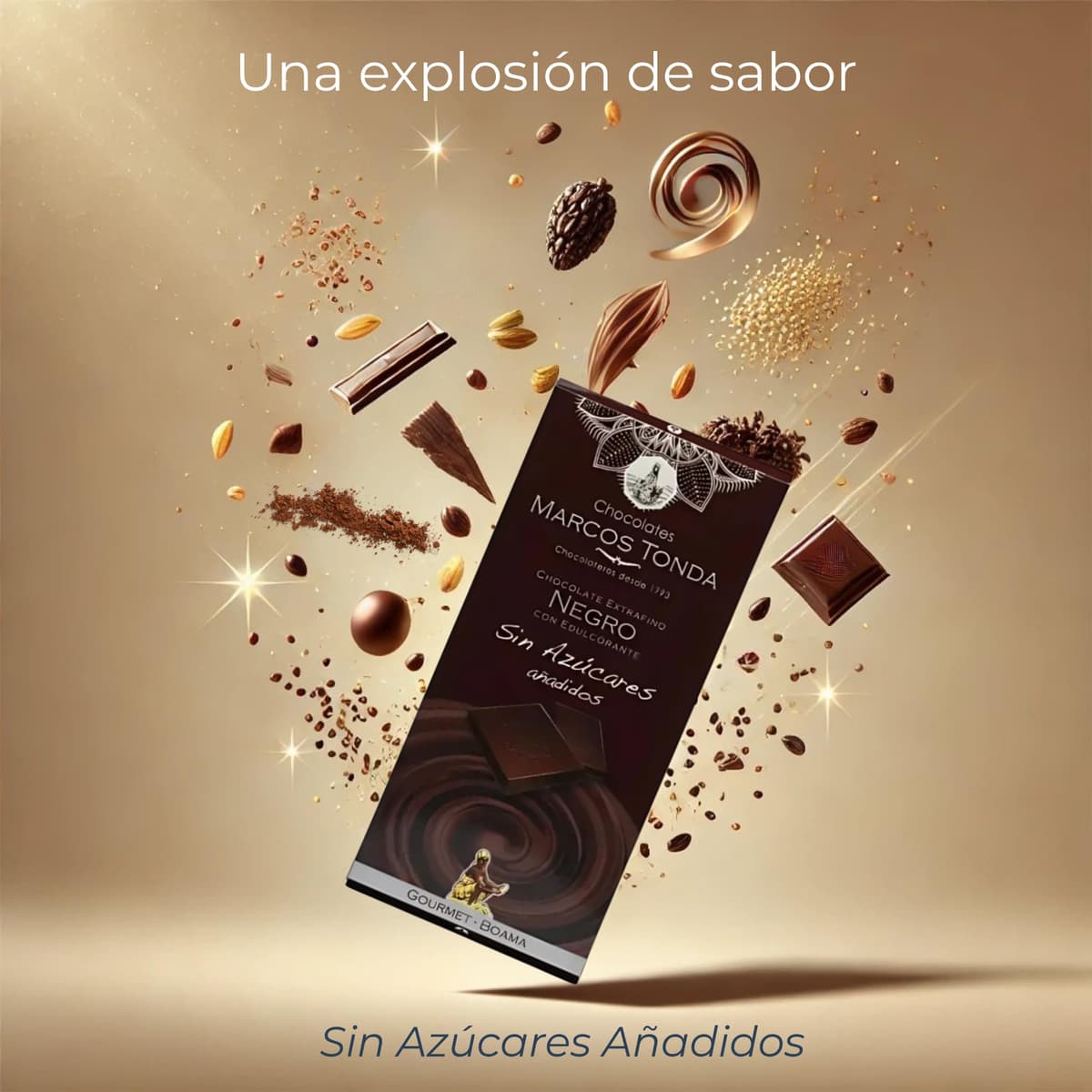 Chocolates Marcos Tonda – Chocolate Negro Sin Azucar Gourmet X5 | Chocolate Sin Azucar Añadido 125g X5 | Chocolates Originales Para Regalar | Desde 1793 — view 2