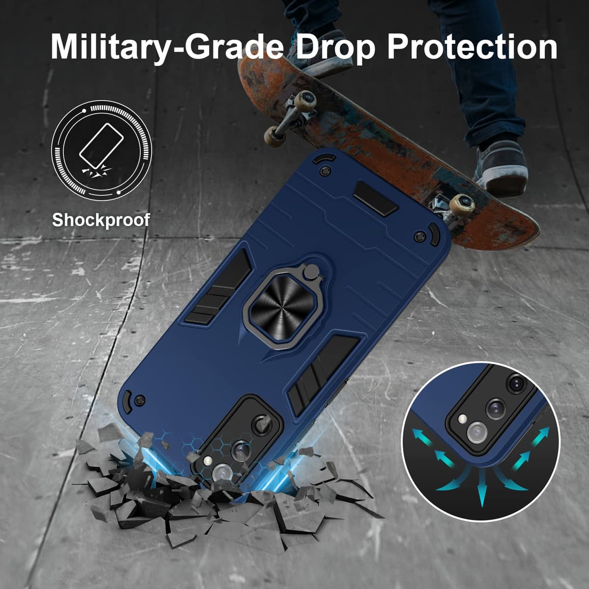 Funda para CMF Phone 2 Pro, Carcasa Antigolpes con Soporte anular metálico, Case Protectora de Grado Militar, Negro — view 1680