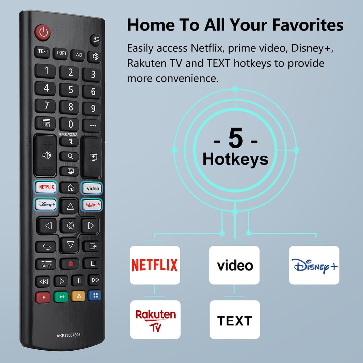 Mando Universal de Reemplazo para LG Smart TV, Control Remoto Infrarrojo Mejorado con Botones de Acceso Rápido para Netflix, Disney+ y Rakuten TV — view 4