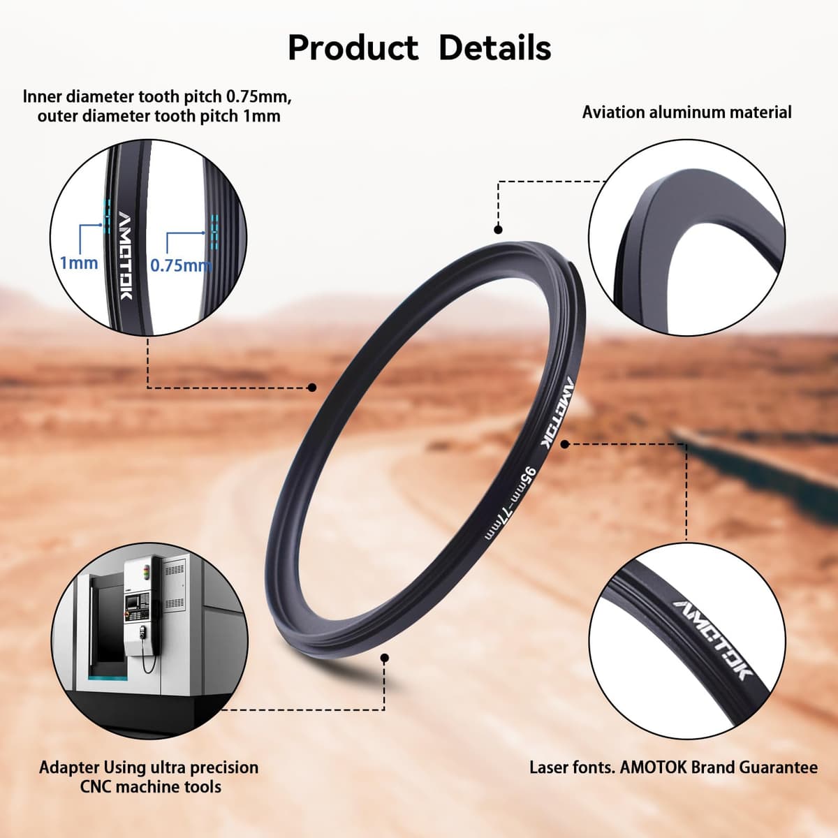 95mm a 77mm Adaptador de Lente de,Anillo Reductor de Filtro de 95mm a 77mm,Compatible con Todos los Accesorios de Filtro de 77mm.Hecho de mecanizado CNC — view 3