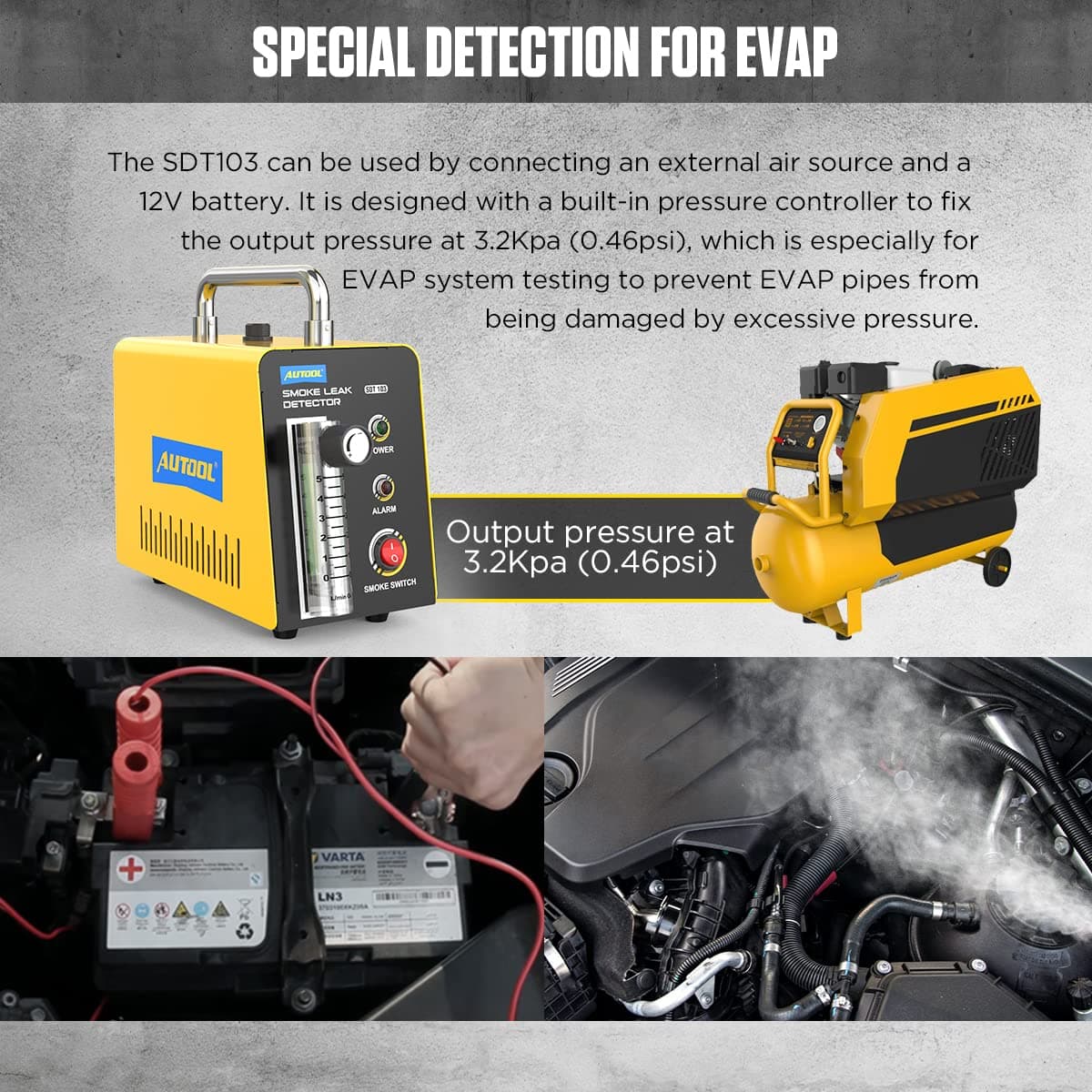 AUTOOL Car Leak Detector Smoke Machine Compatible with 12V Cars (SDT 103) — view 4