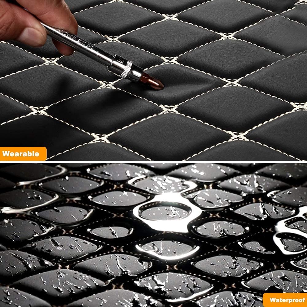 Alfombrillas en Cuero Personalizadas para Mercedes A/B/C/E/G/S/R/V-Class CL GL SL EQ AMG, Impermeable Antideslizante Alfombras de PU Cuero del Coche Negro Rojo — view 6