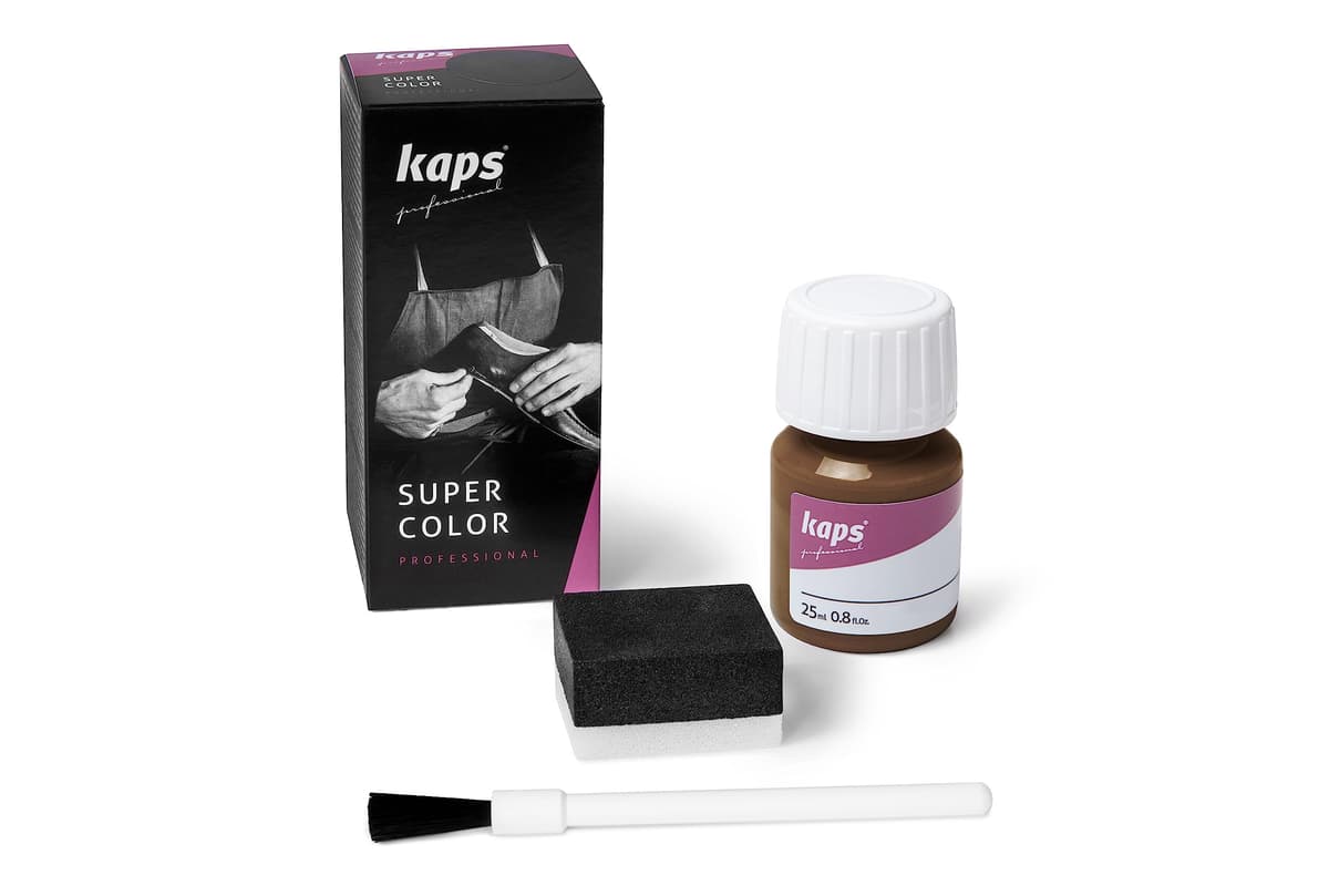 Tinte para Zapatos y Bolsos de Cuero y Textil con Esponja y Brocha, Kaps Super Color, 70 Colores (117 - azul marino) — view 61