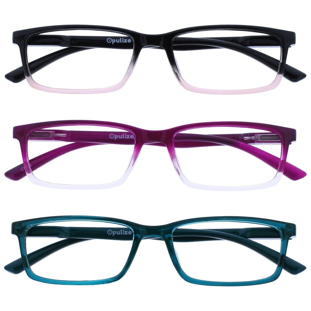 OPULIZE SEE Blue Light Blocking Reading Glasses for Men Women Anti Glare Lenses UV Protection Rectangular, 3 Pack - Black/Brown/Blue — view 31