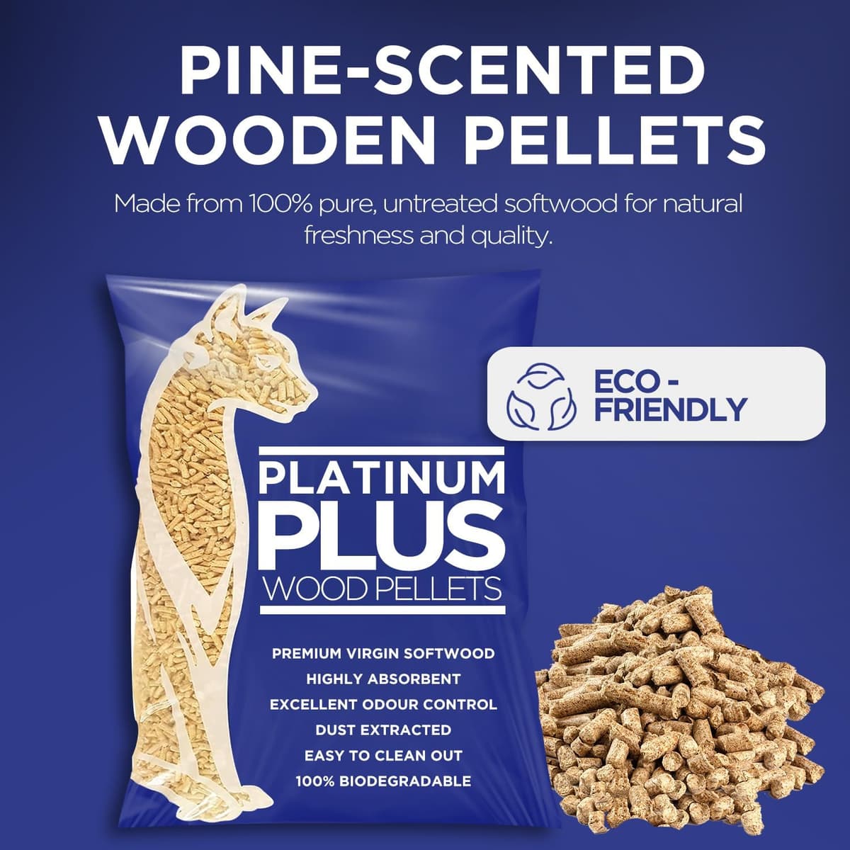 Platinum Plus Cat Litter 30L Bag | Premium Natural Wooden Pellets- Odour Control - Biodegradable Wood Pellet - Dust Free Abso — view 4