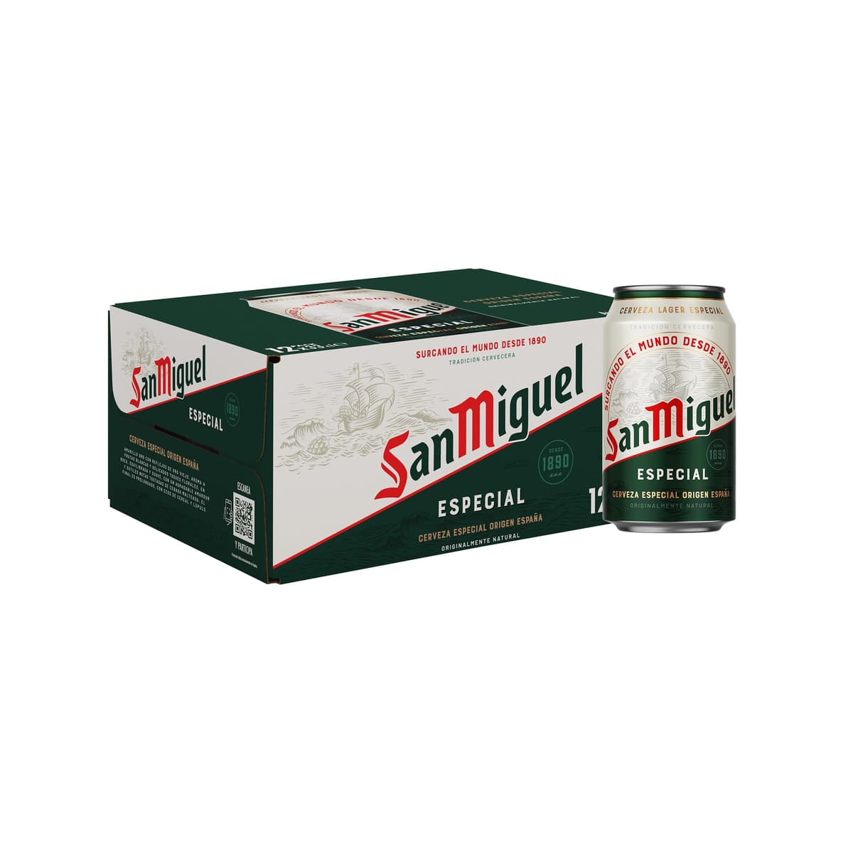 San Miguel Especial Lager, Pack 12 Latas x 33cl, Cerveza Premium Española, Calidad Tradicional y Sabor Refrescante, 5.4% Volumen de Alcohol
