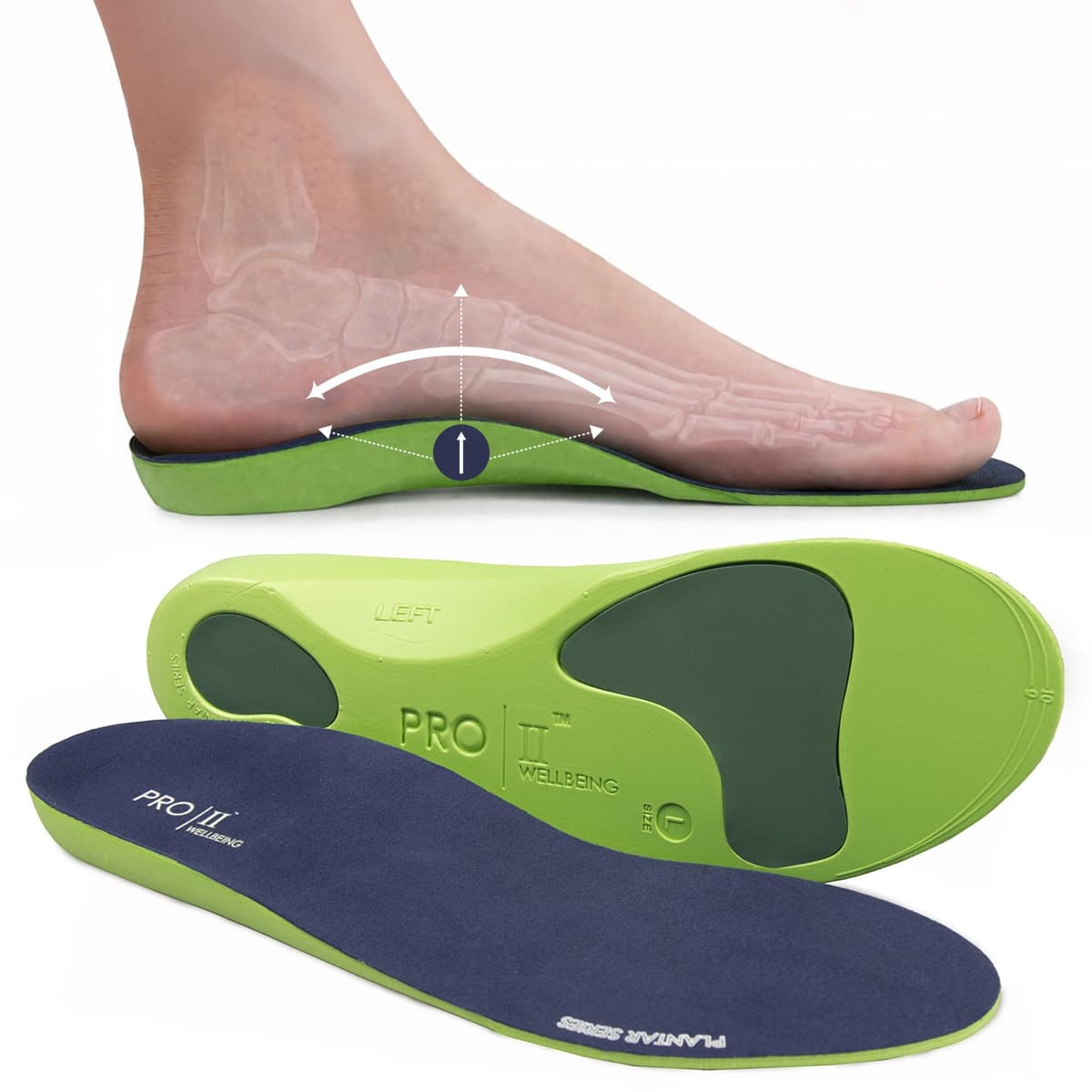 PRO 11 WELLBEING Plantar Series Orthotic Insoles Fallen Arches, Plantar Fasciitis, with Arch Support — view 2