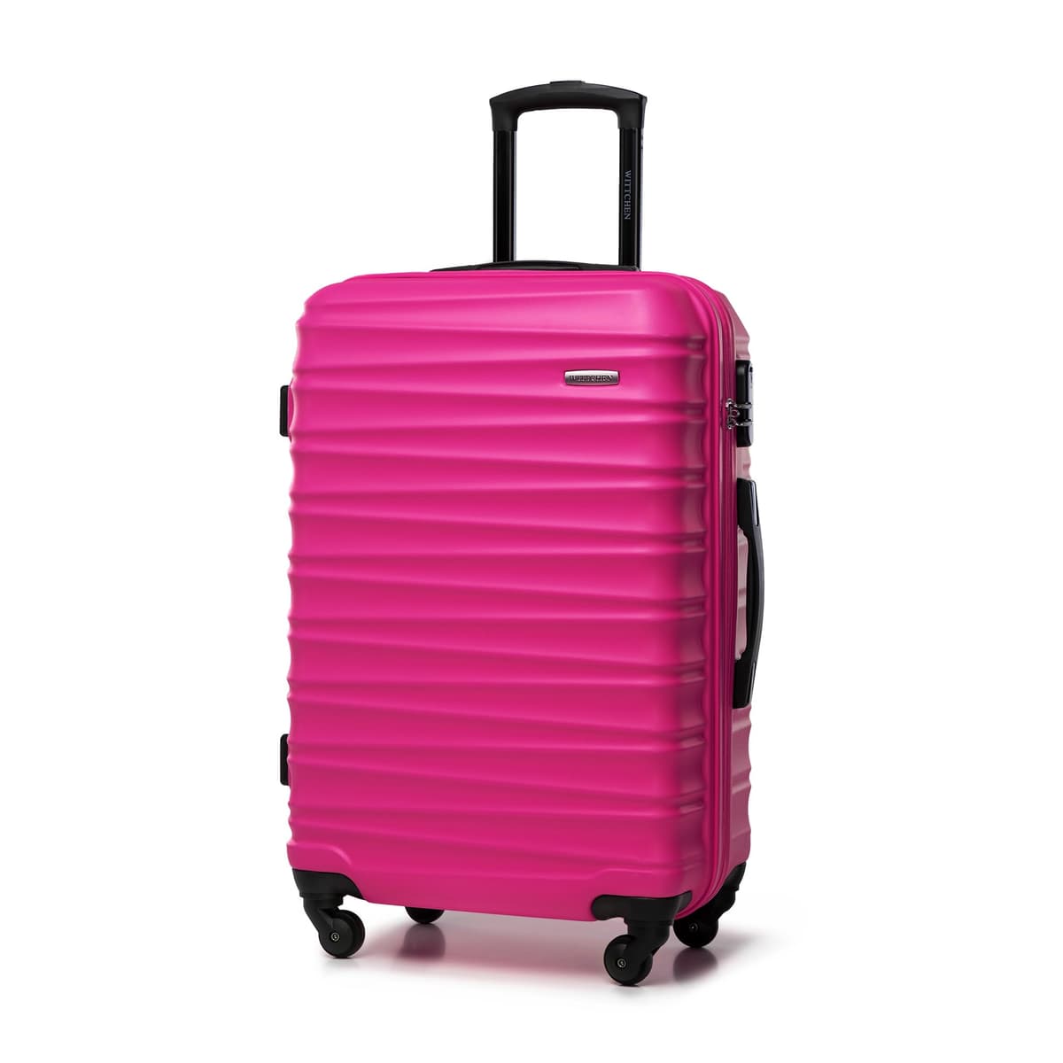WITTCHEN Maleta Grande Trolley ABS rígido para facturación con 4 Ruedas giratorias Cerradura de combinación asa telescópica Groove Line Negro Ryanair/Vueling/Iberia/easyJet/Iberia Express — view 79