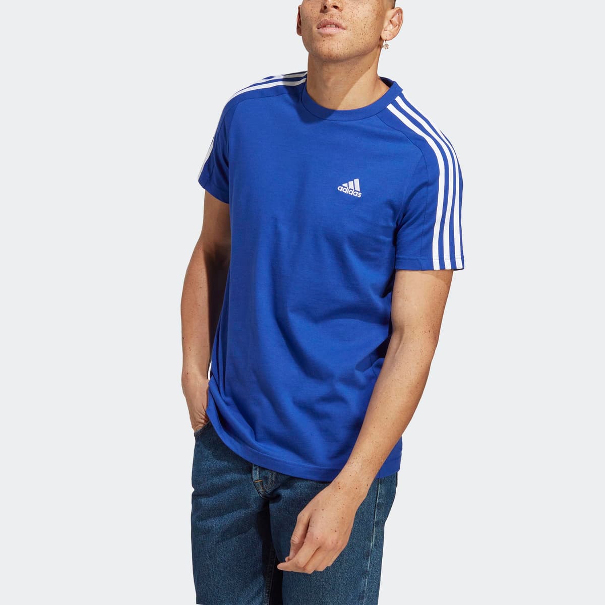 adidas Essentials Single Jersey 3-Stripes tee Camiseta de Manga Corta Hombre (Pack de 1) — view 6