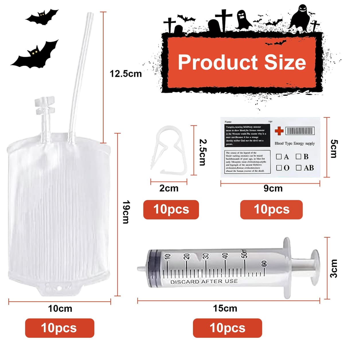 31 Piezas Bolsa de Beber Sangre para Halloween, Bolsa de Sangre para Bebidas, Bolsas de Sangre para Llenar, Reutilizable Contenedor de Bebida de Sangre para Decoración de Halloween Zombie Fiesta — view 2