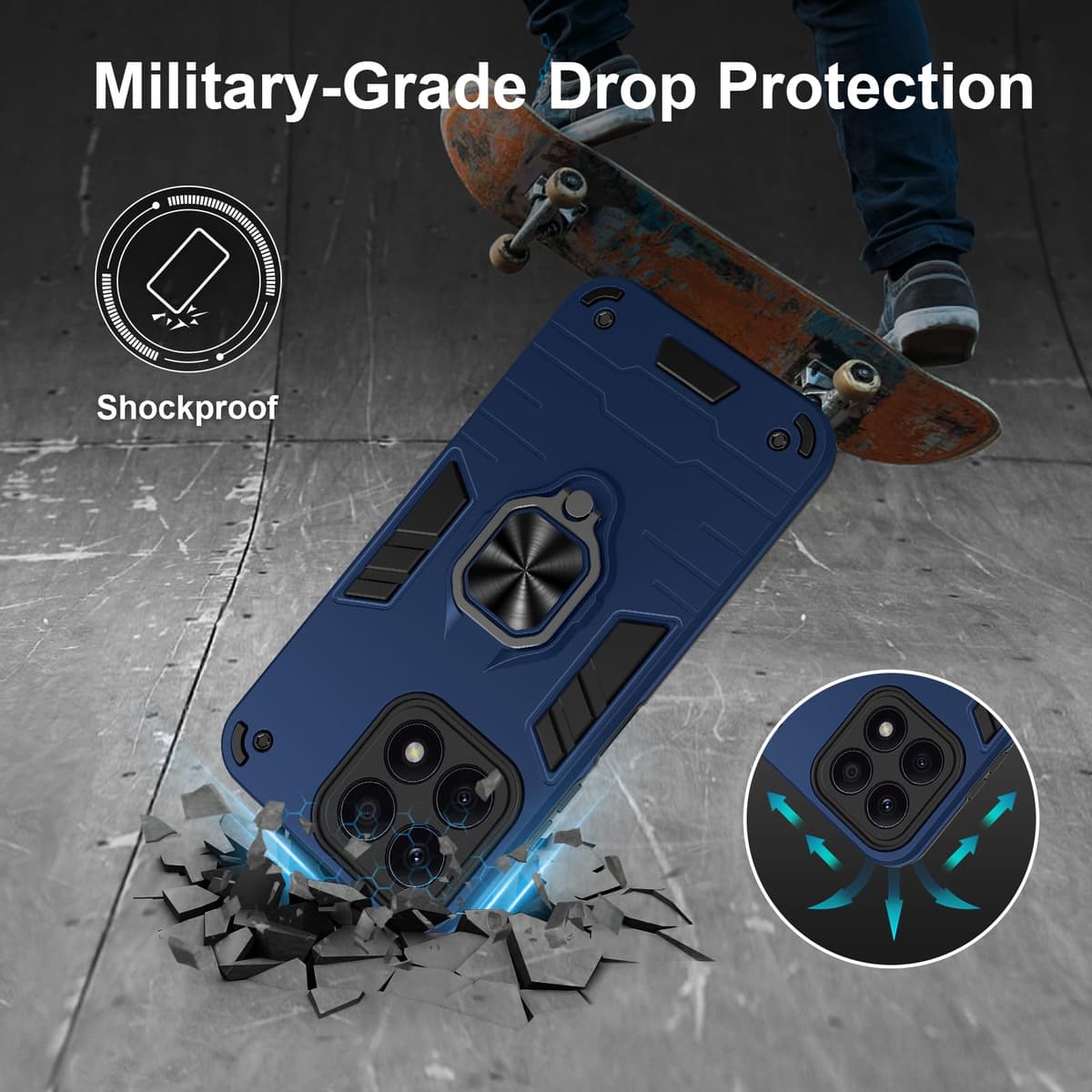 Funda para CMF Phone 2 Pro, Carcasa Antigolpes con Soporte anular metálico, Case Protectora de Grado Militar, Negro — view 1197