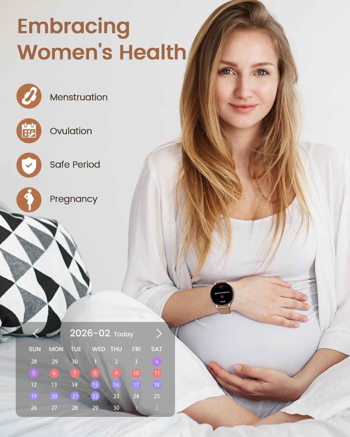 Reloj Inteligente Mujer, 1.39" HD Smartwatch Mujer con Llamadas/24H Sueño/Pulsómetro/SpO2, Función Femenina 120+ Modos Deportivos IP68 Pulsera Actividad Calorías Podómetro Android iOS Oro Rosa, Regalo — view 3
