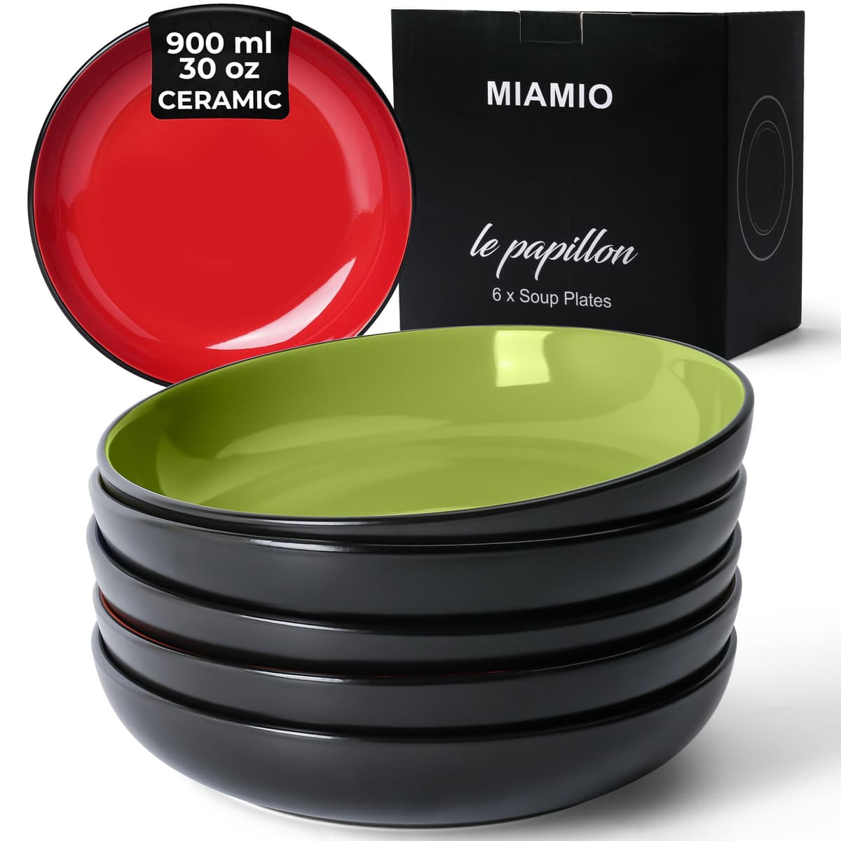 MIAMIO - 6 x 350 ml Juego de Taza de Café/Copa de desayuno - Le Papillon Colección (Negro) — view 36