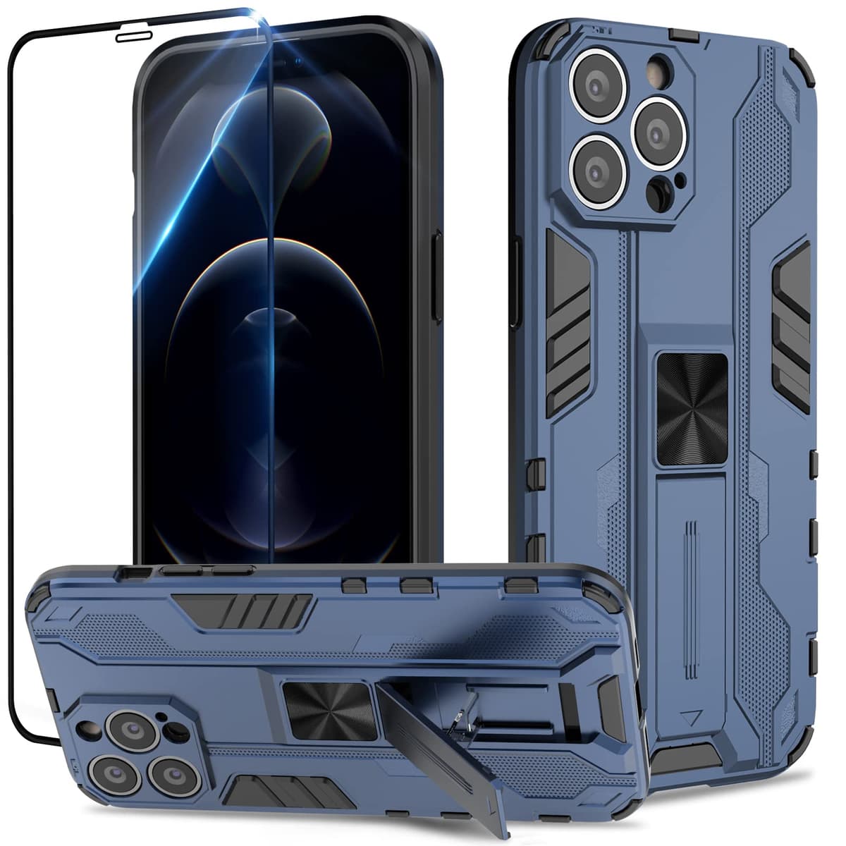Funda para CMF Phone 2 Pro, Carcasa Antigolpes con Soporte anular metálico, Case Protectora de Grado Militar, Negro — view 827