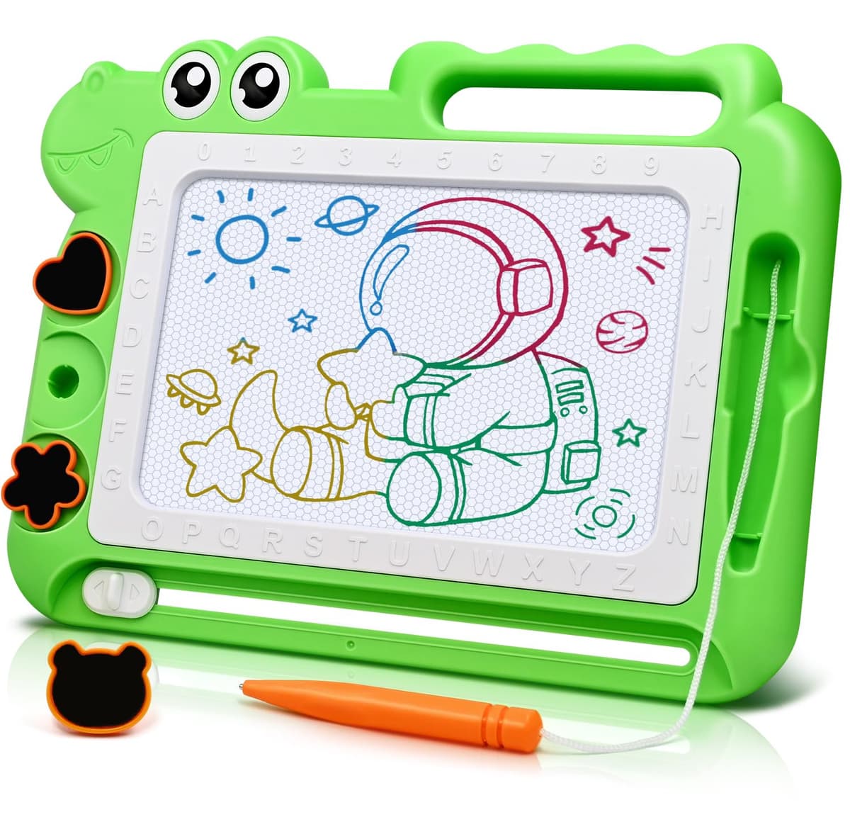 Dinosaurio Pizarra Magnética Infantil Juguetes 3 4 5 Años, Pizarra Magica Colorido Juegos Educativos Regalos para Niñas y Niños 3-5 Años, Viaje Juguetes con 4 áreas Color 3 Sellos 1 Bolígrafo, Azul — view 10
