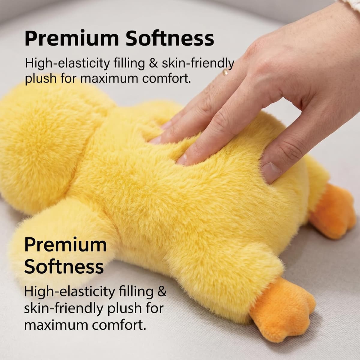 Weighted Duck Plush, 15cm Duck Teddy Soft Toy for Stress Relief, Cute Stuffed Toy Doll for Home and Car Decor, Small Plushies for Gifting, Yellow — view 4
