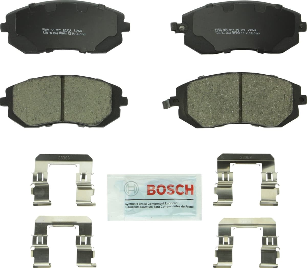 Bosch BC914 QuietCast Premium Ceramic Disc Brake Pad Set For: Acura ILX; Honda Accord, Civic, CR-V, Element, Fit, Front — view 169