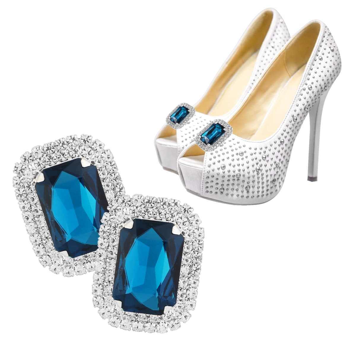 Pwsap Clips de Hebillas de Zapatos de Diamantes Nupcial Lujo, Bling Clips Decorativos Desmontables Joyería Clips para Zapatos Ropa Bufanda Bolso Sombrero — view 8