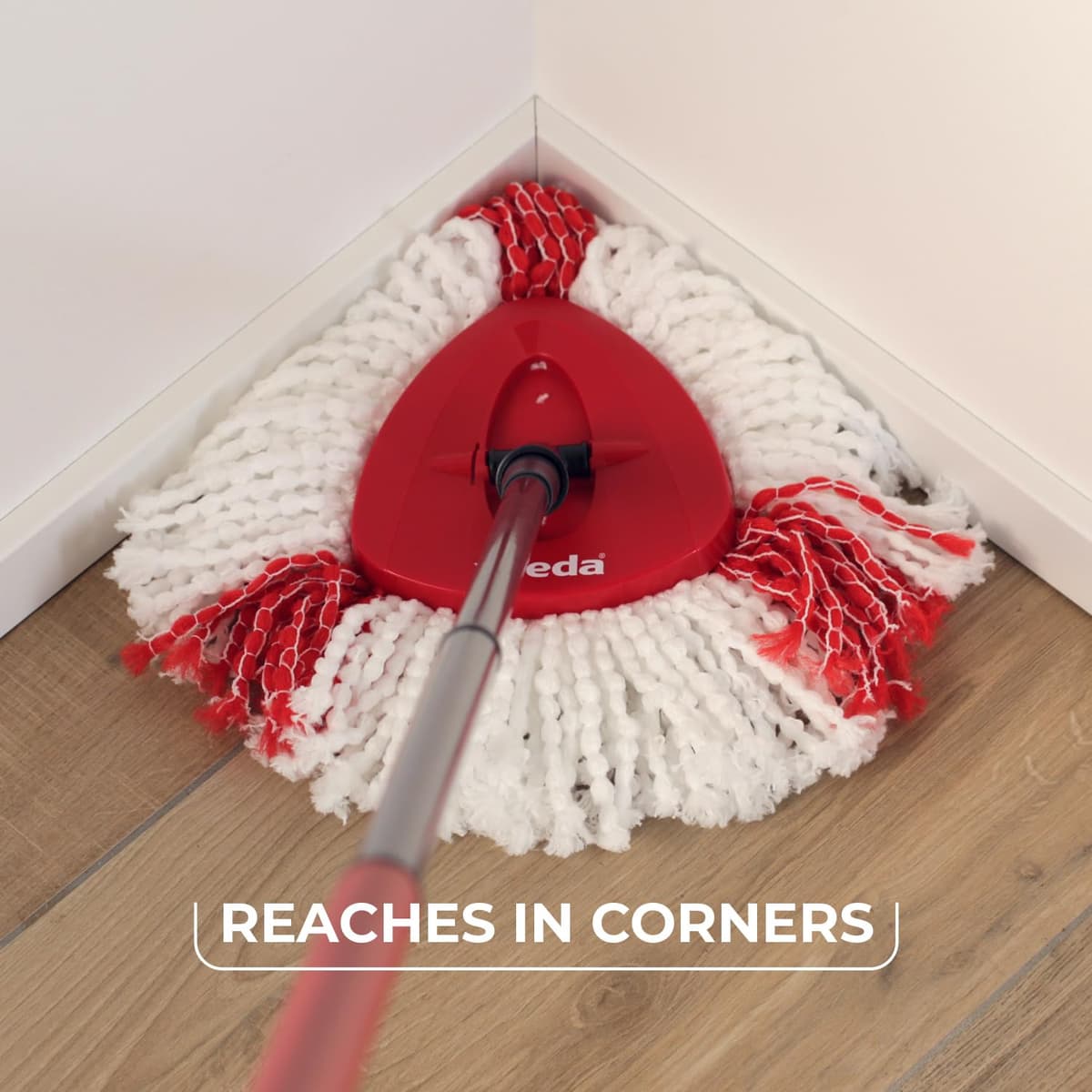 Vileda Turbo 2in1 Spin Mop & Bucket Set with Foot Pedal, Telescopic Handle up to 123cm, 2-in-1 Microfibre Mop Head for Deep Cleaning, Removes 99% Dirt with Water, Suitable for All Hard Floors, Red — view 4