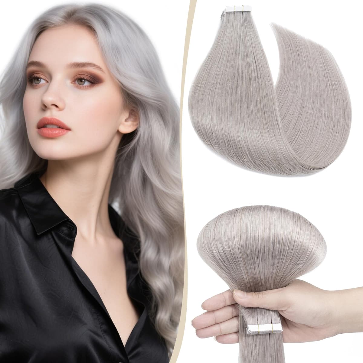 12"(30cm) SEGO 10PCS Extensiones Adhesivas Naturales Pelo Humano sin Clip [#4/27 Castaño Chocolate/Rubio Oscuro] Cabello 100% Remy Liso Balayage Tape in Human Hair (20g) — view 15