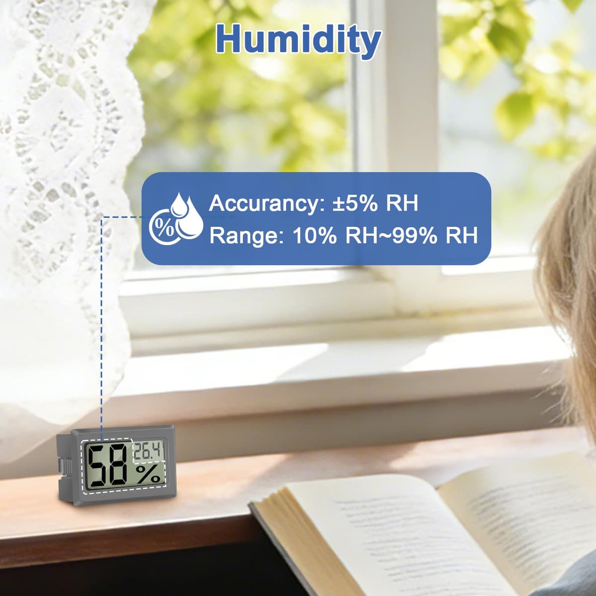 EEEKit Higrómetro Termómetro Digital, Pack de 5 Medidores de Temperatura y Humedad, Mini Higrómetro para Interior y Invernadero — view 3