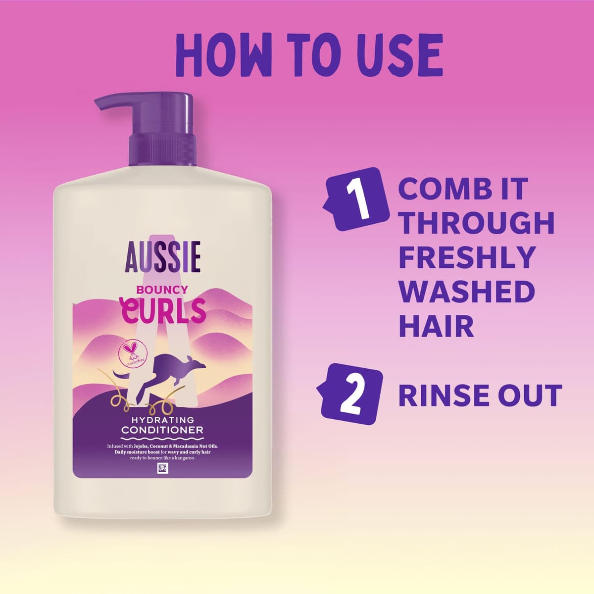 Aussie Bouncy Curls Hydrating Conditioner 1L XXL | Lightweight, no weigh down | Daily Moisture Boost for Wavy & Curly Hair | With Jojoba, Coconut & Australian Macadamia Nut Oil | Vegan & Cruelty-Free — view 8