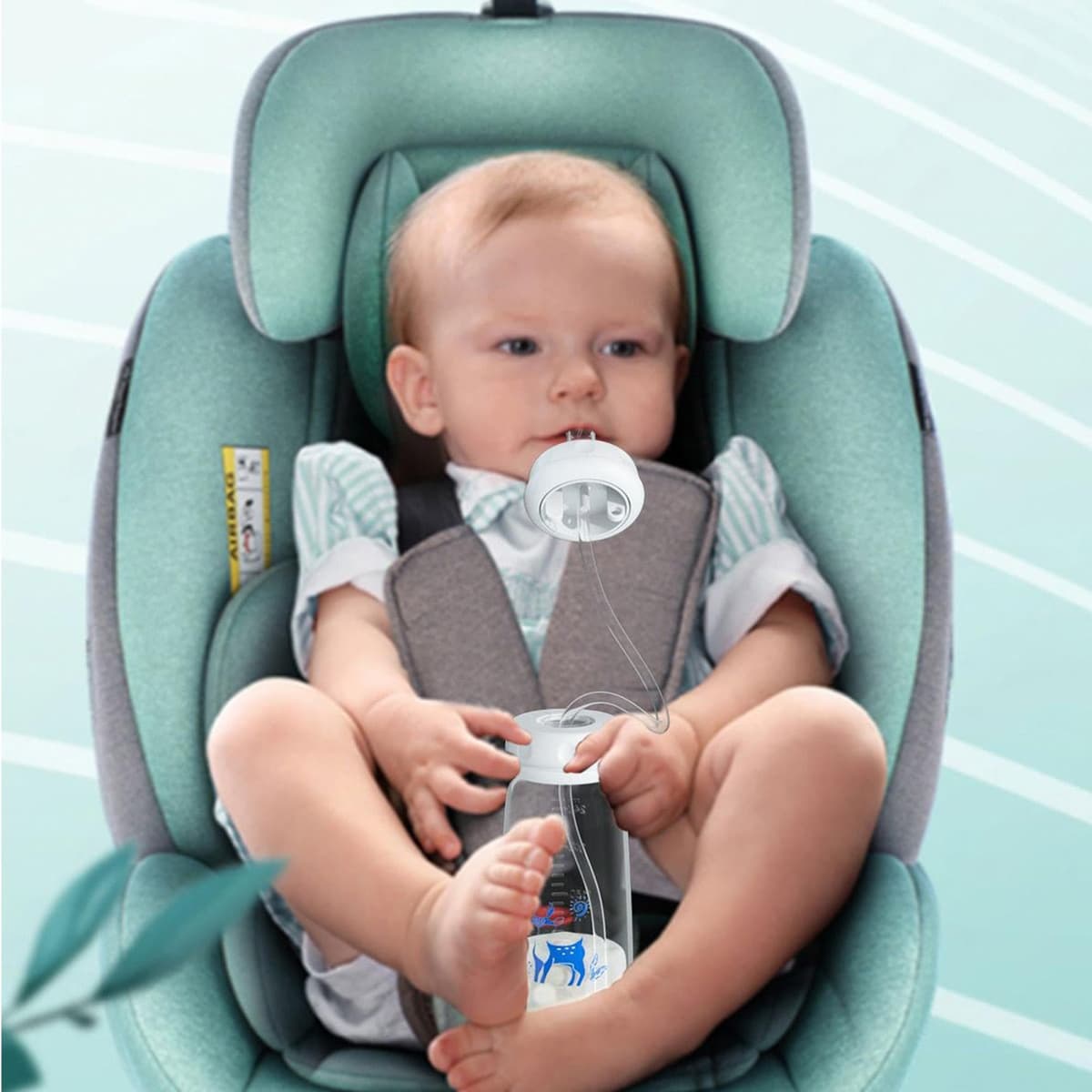 240ml Anti-Colic Milk Bottle with Hands-Free Design & Detachable Straw Nipple, Adjustable Fast Flow Silicone Feeding Bottle, for Home, Hotel, Travel, Camping and Outdoor Activities — view 4