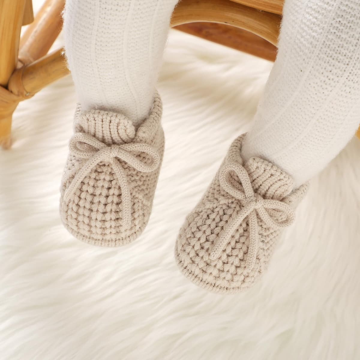 DovFanny Baby Booties Newborn Baby First Shoes Cozy Warm Knit Soft Booties for Toddler Infant Boy Girl — view 2