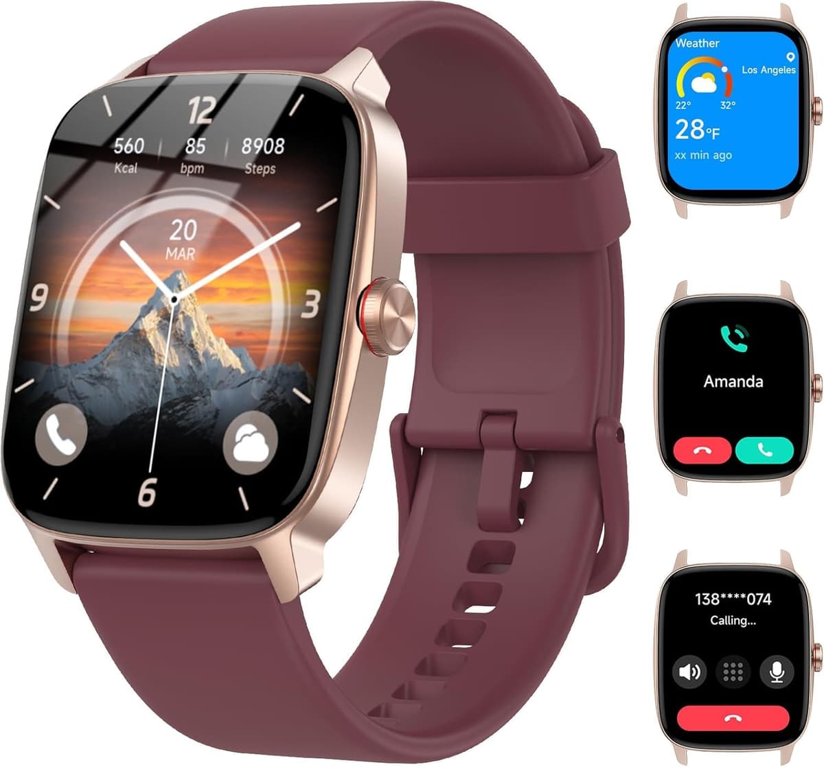Smart Watch Woman Man with Bluetooth Calls and AI Voice, 1.85 Inch Smartwatch with WhatsApp Notification, Heart Rate Monitor/SpO2/Sleep/Pedometer, 110+ Sports Modes, Waterproof IP68 for iOS/Android — view 12