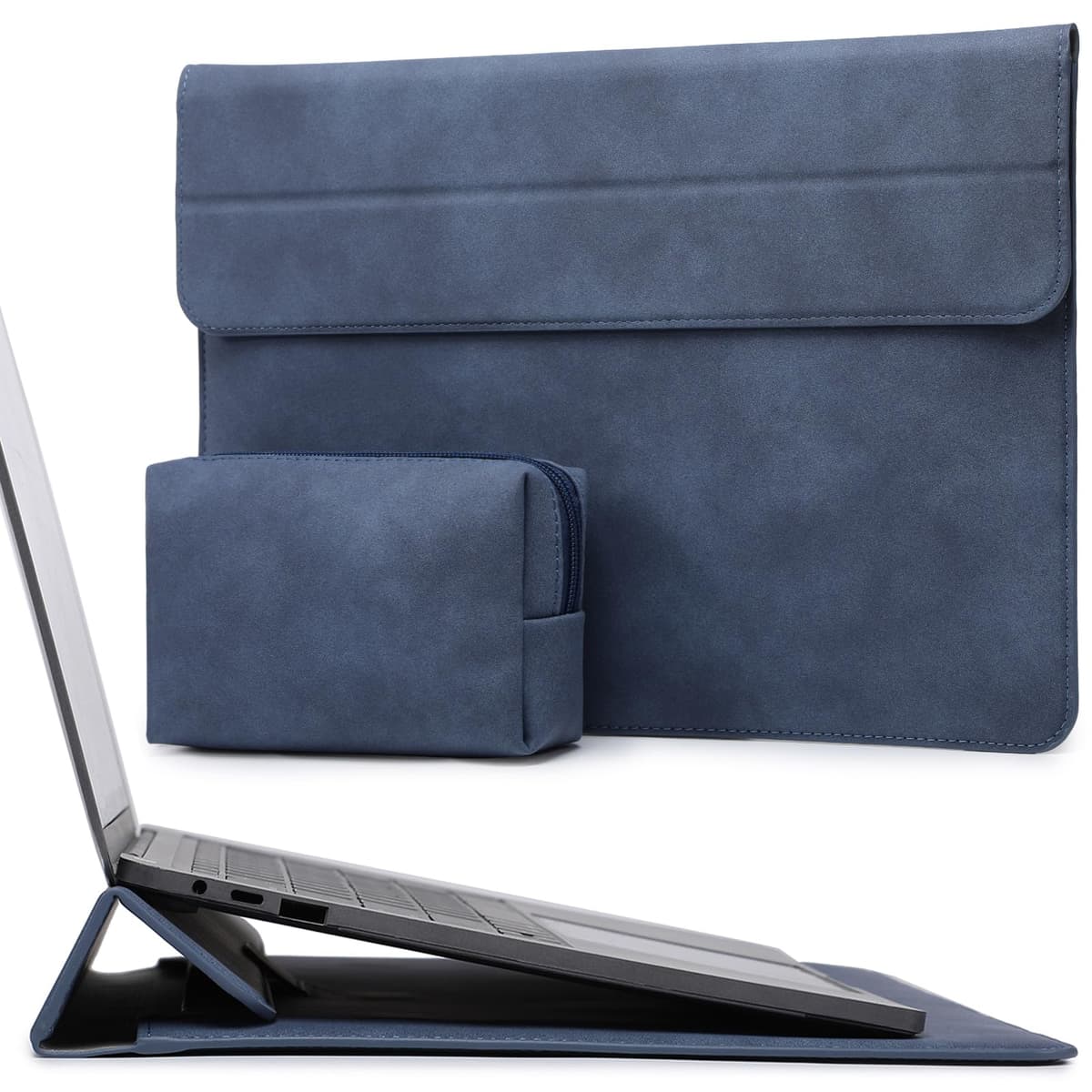 HYZUO 15 Pulgadas Funda para Portátiles con Soporte para MacBook Air 15 M5 M4 A3241 M3 A3114 M2 A2941 2026-2023, 15 Surface Laptop 7/6/5/4, MacBook Pro 15 A1990 A1707 2019-2016, Azul Klein — view 12