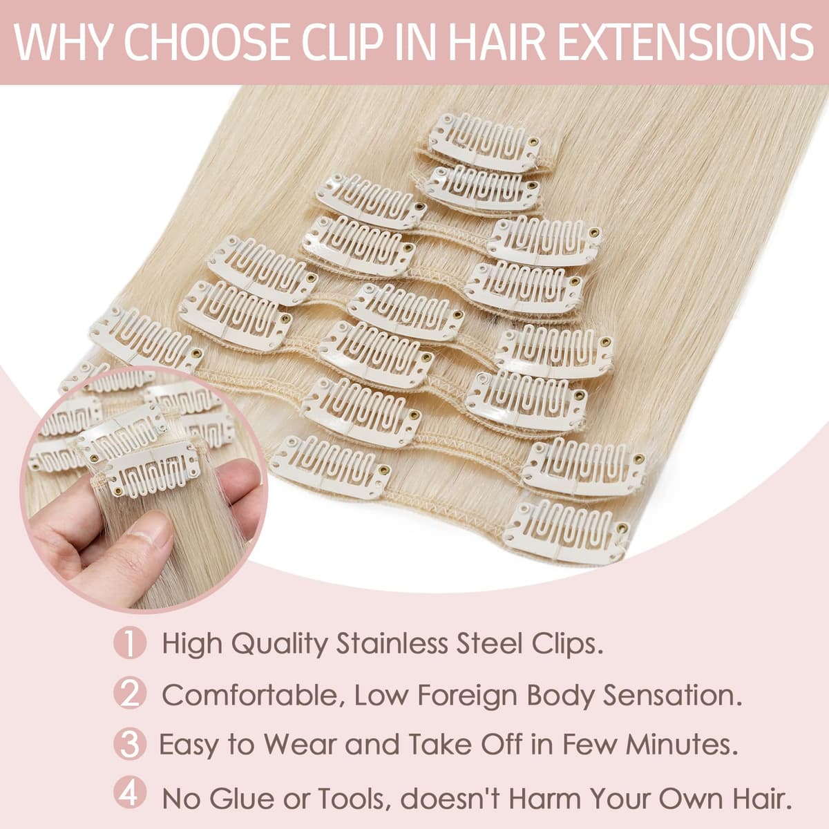 Silk-co 10inch Hair Extensions Clip in Hair Extension Human Hair #04 Medium Brown -Basic Thickness-Thin Weft- 8 Pieces Real Remy Straight Hair Extensions[50g] — view 14