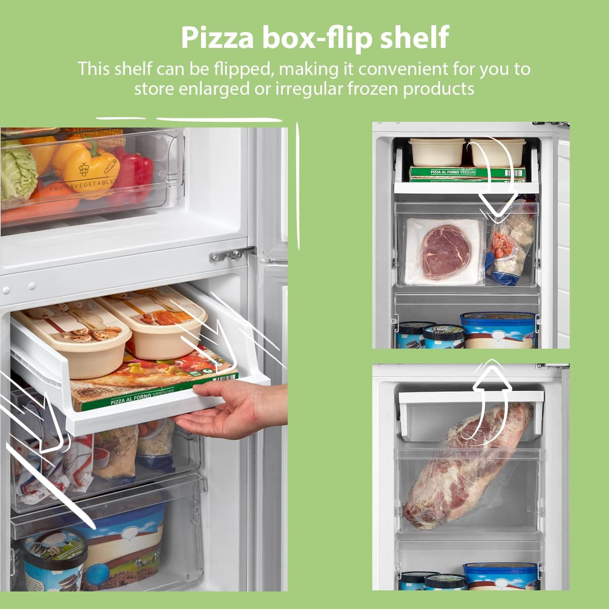 COMFEE' RCB169WH2(E) 174L 70/30 Freestanding Fridge Freezer, 150cm Height, Low Frost, 4-Star Freezer, Quiet 39dB, Adjustable Thermostat, LED Light, Reversible Door, White — view 5
