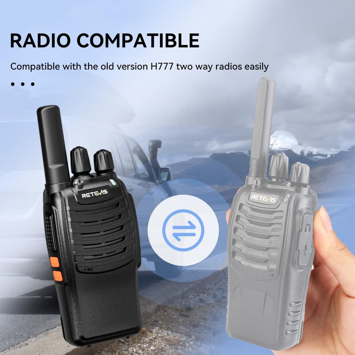Retevis H777 Walkie Talkie, Portable PMR446 Radio Walkie Talkies for Adults, Easy of Use, USB A-Type C, VOX, Flashlight, Walkie Talkies 3 Pack for Family, Cycling, (Black, 3Pcs) — view 4