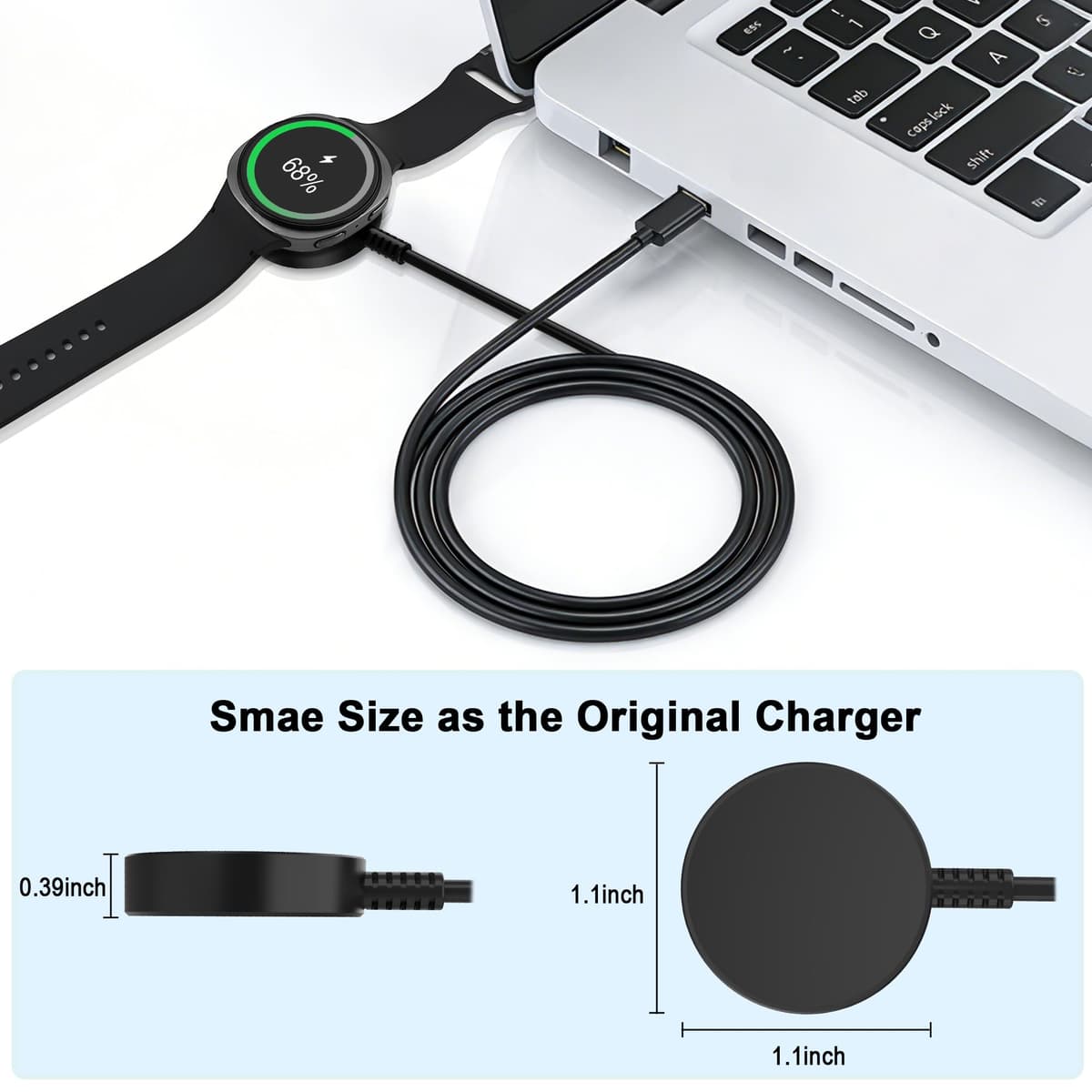 Upgrade 2 Pack 3.3ft Samsung Watch Charger, Magnetic Fast Charging Cable Galaxy Watch Charger Dock for Galaxy Watch 8/8 Classic/Ultra/7/6/6 Classic/5/5 Pro/4/4 Classic/3/FE/Active 1/Active 2 — view 6