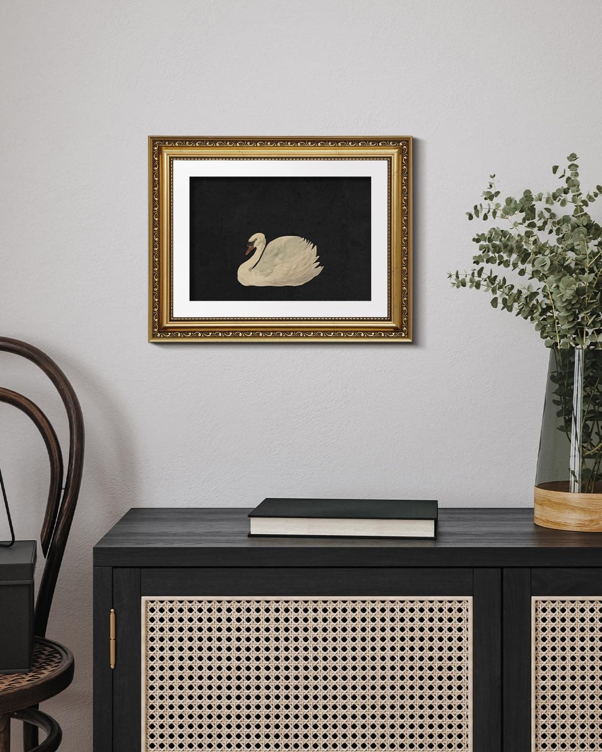 VIYYIEA Gold Framed Wall Art Canvas Print Home Decor Vintage Swan Decoration Grace Swan Art Painting Pictures Rustic Bathroom Wall Decor Animal Farmhouse Artwork for Living Room Bedroom Office 11x14in — view 7