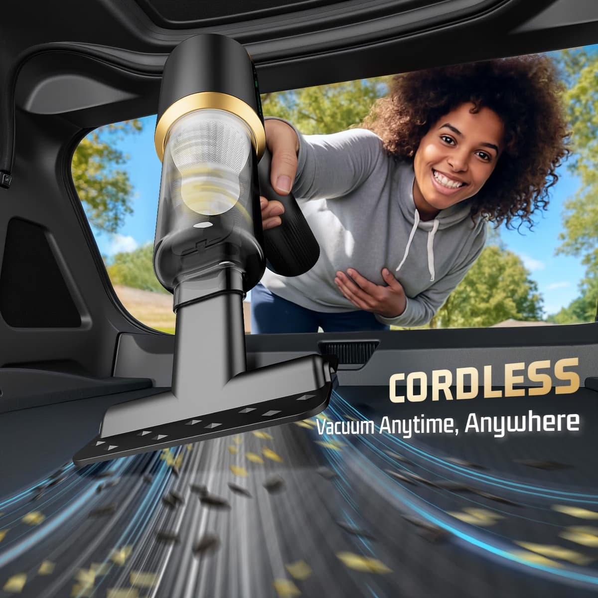 Cordless Car Vacuum Cleaner: Handheld Vacuum with 16000Pa Strong Suction, Brushless Motor & HEPA Filter, 7-in-1 Cleaning Kit, Type-C Charging for Home Office Car Pet - Ashen — view 7