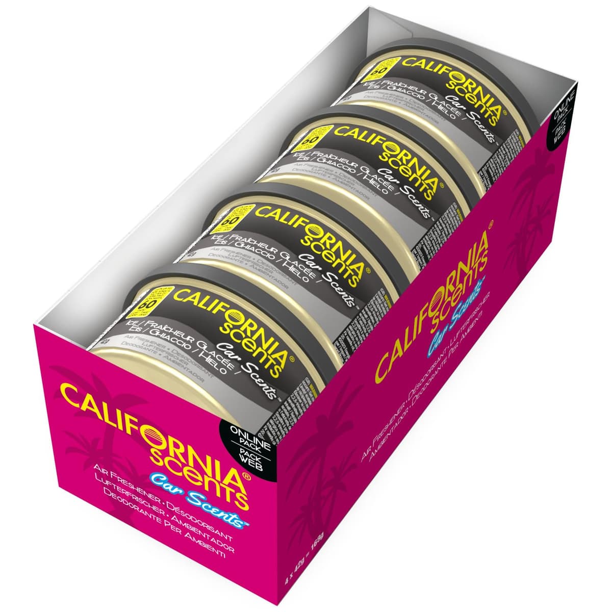 California Scents Car Air Fresheners Can, Assorted Scents (Fresh Linen, Coronado Cherry, Newport New Car), Pack of 4, Strong Adjustable Long-Lasting Fragrance, Eliminates Odour — view 7