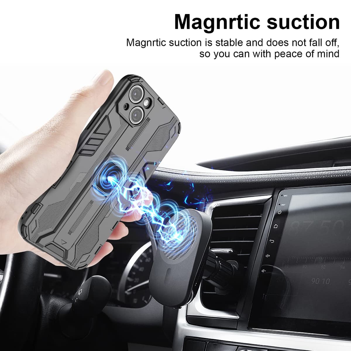 Funda para CMF Phone 2 Pro, Carcasa Antigolpes con Soporte anular metálico, Case Protectora de Grado Militar, Negro — view 161