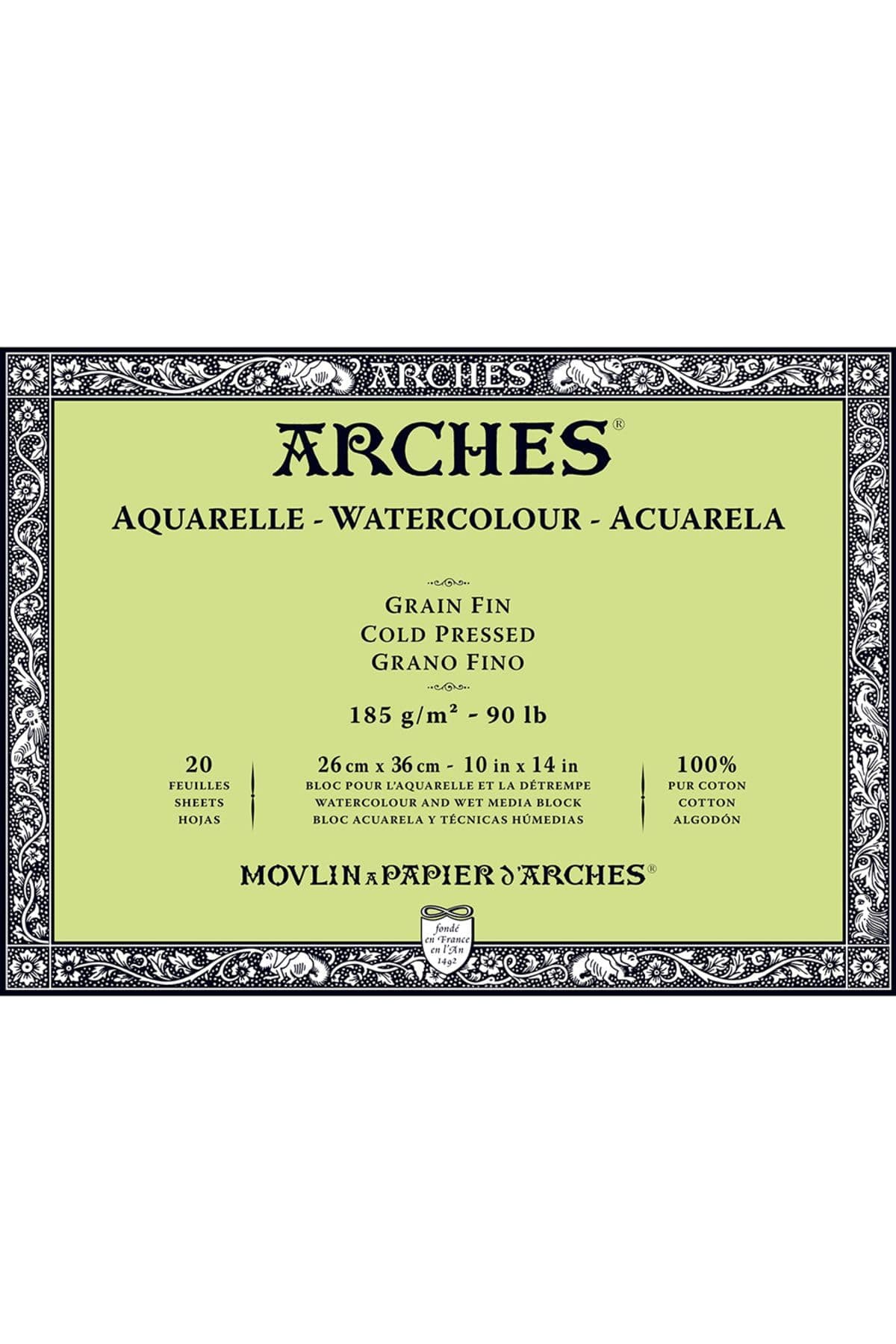Arches - Papel de acuarela, bloc 12 hojas engomado 1 lado, grano fino, 300 g/m², 23 x 31 cm — view 30