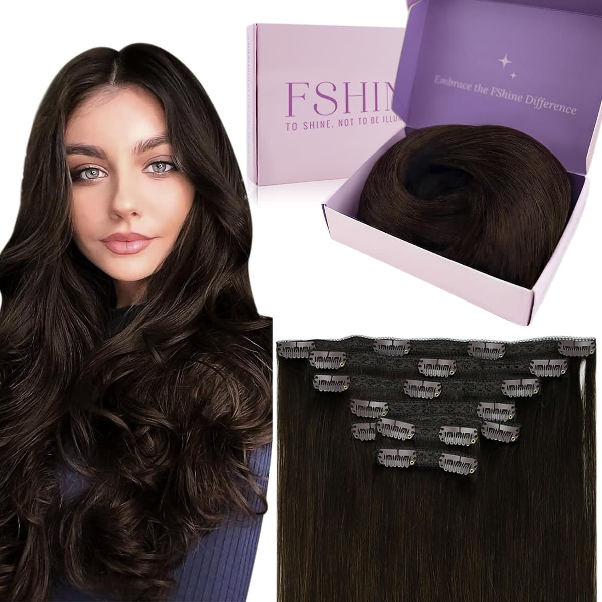 Fshine Clip in Hair Extensions Human Hair Copper Hair Extensions 18 Inch 120 g 7 pcs Color 330 Natural Straight Hair Extensions for Women Real Human Hair — view 61