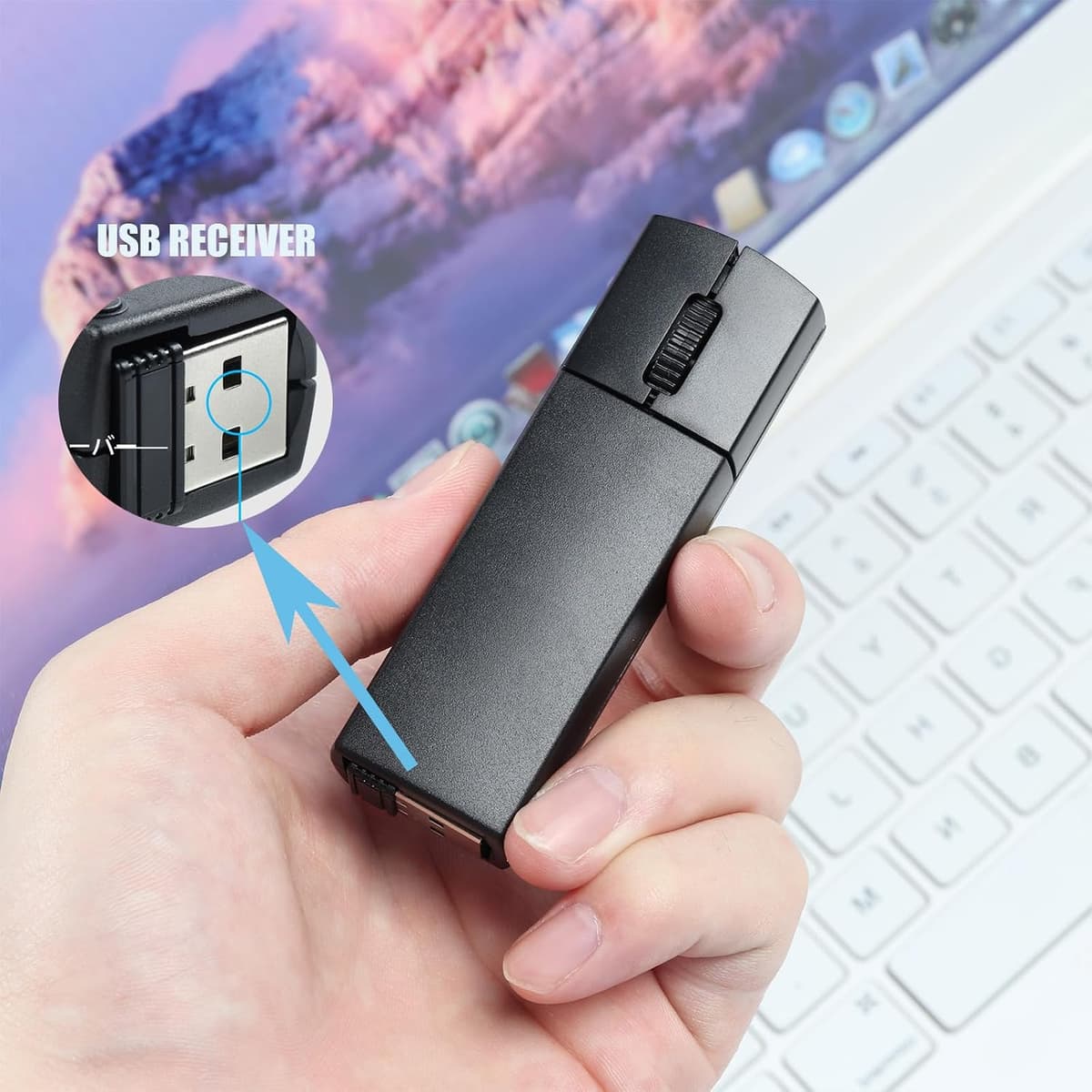 elec Space Wireless Mini Finger Mouse - Silent Dual-Mode Bluetooth & 2.4GHz, Ergonomic Portable PC Mice with Case, Compatible with MacBook and Chromebook Black — view 2